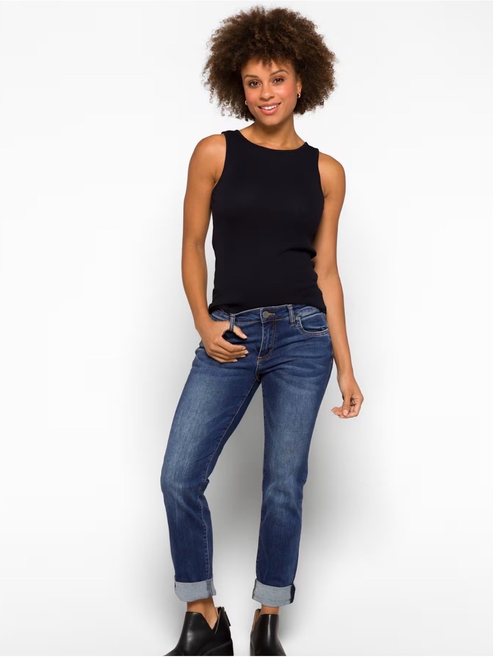 KUT from the Kloth 10 Catherine boyfriend straight leg distressed denim jean